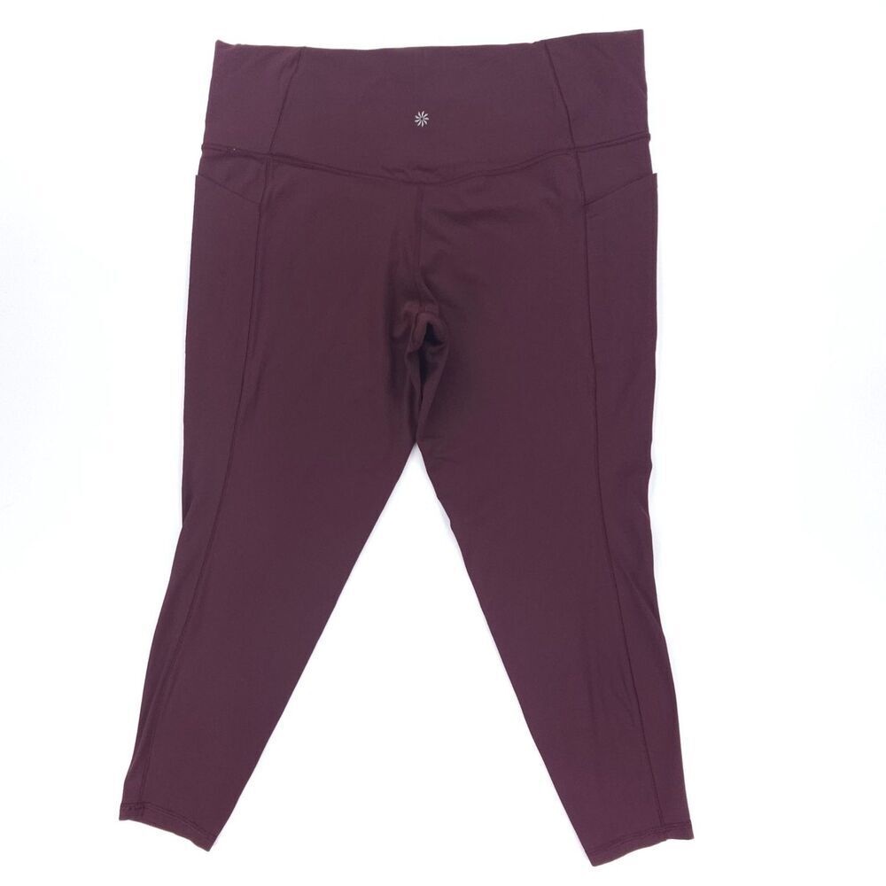ATHLETA Salutation Stash Pocket || Tight Leggings Spiced Cabernet Burgundy 2X - Picture 5 of 9